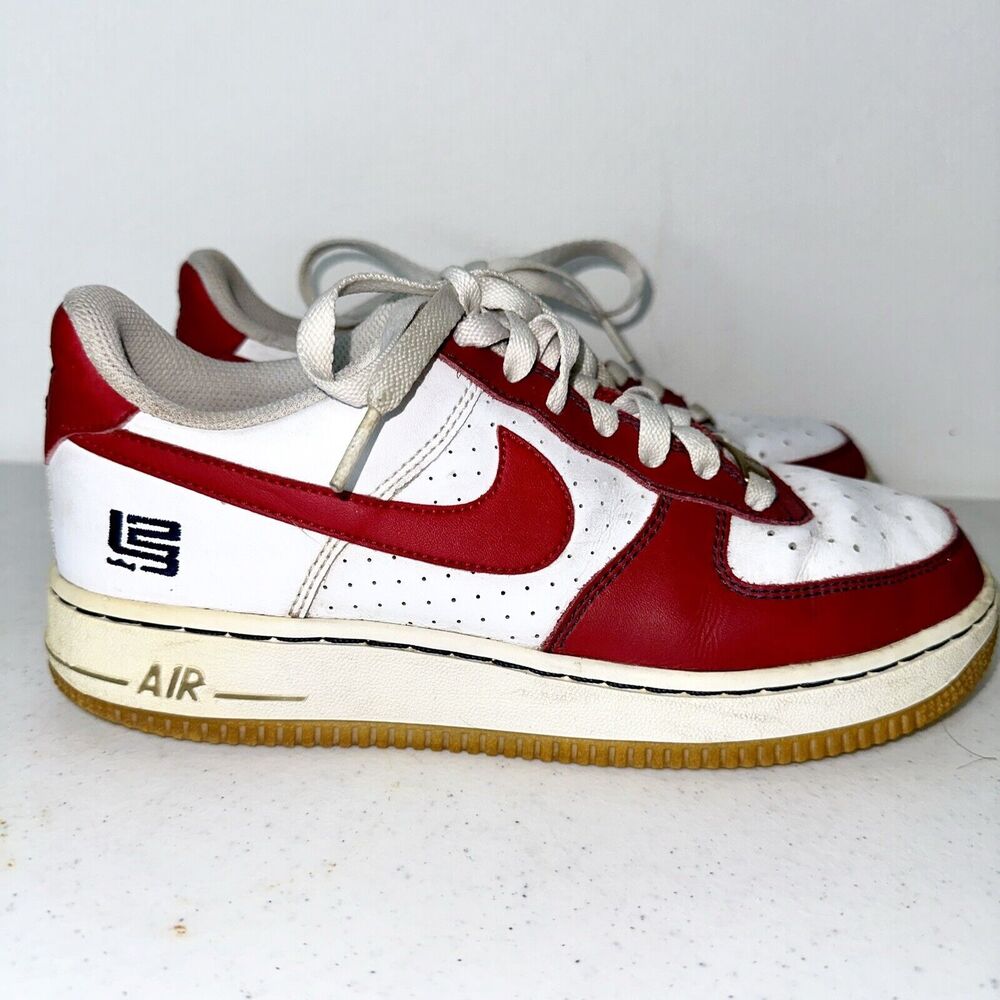 Nike Air Force 1 low LeBron 2009 Sz 5.5 youth Rare Retro Red & White‎